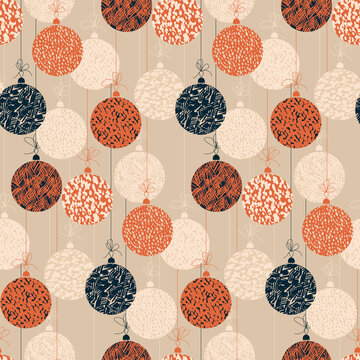 Christmas balls in orange and blue color pattern