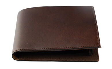 Brown shiny wallet isolated on white background