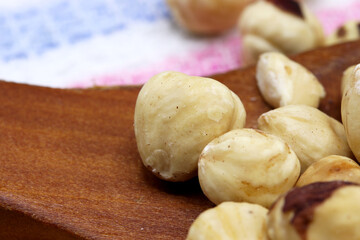 close-up organic fresh nuts on background