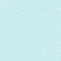 Hand Drawn white Snowflakes Christmas Seamless Pat