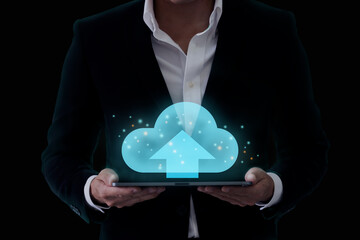 clouds computing concept, world connection, data storage