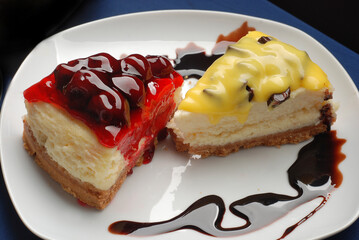 Delicious lemon and cherry cheesecake
