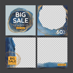 Set of elegant luxury social media post template, promo, discount, sale.