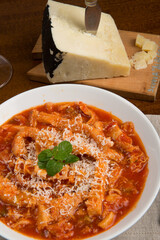 tripe with tomato sauce called tripe alla romana, a typical dish from Lazio