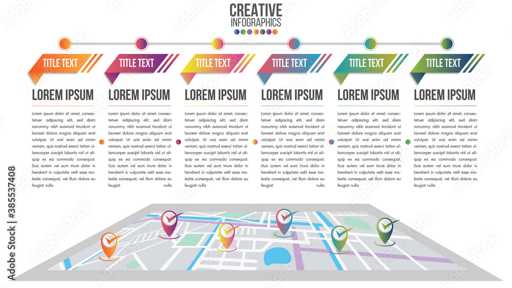 Aufkleber infographic modern timeline design vector template for business with 6 steps or options illustrate a