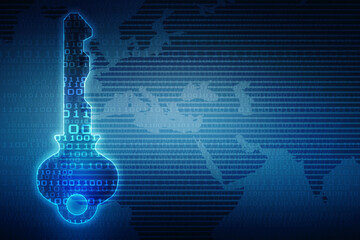 2d illustration digital abstract technology digital future cyber security key