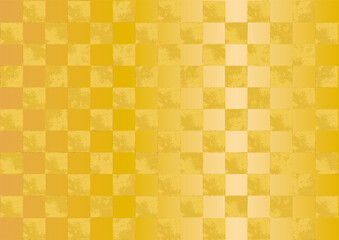 チェック柄　金の和風柄