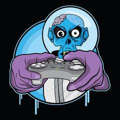 Zombie Gamer Vector Illustration - Scifi Game