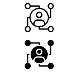 Globe and people network connection icon vector set. communication illustration sign collection. management symbol.