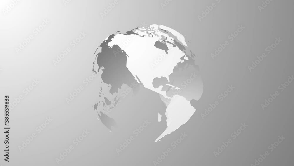 Wall mural white model of planet earth. an abstract globe rotates around its axis as a business geographic conc