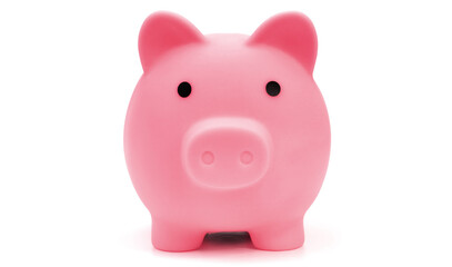Money box piggy bank on white background as financial saving concept