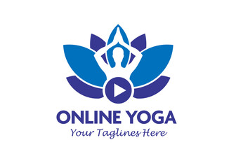 creative online yoga vector logo concept