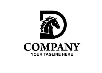 initial letter d with horse logo monogram vector illustration