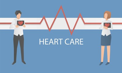 Heart Care concept,Medical examination and cardiology doctor, circulatory system checkup,Heart disease human,Heartbeat,Vector illustration.