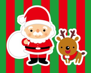 サンタクロースとトナカイ　イラスト