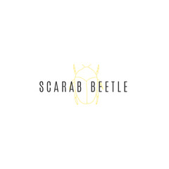A scarab beetle. Vector minimal logo template. Hand drawn illustration, insects.