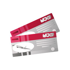 summer vacation travel, boarding passes tickets for traveling by plane detailed style