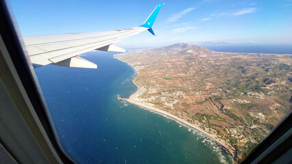 The Greek island of Kos as seen from the window of a plane taking off.