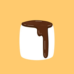 Marshmallow and Chocolate vector. Chocolate on white Marshmallow.