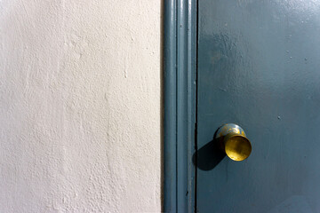 white wall and blue door