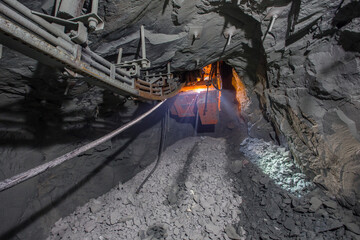 Obraz premium Raising mechanical set raise borer in underground gold mine
