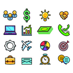 Set Abstract Doodle Elements Hand Drawn Collection Business Sketch Vector Design Style Background Mail Notebook Money Chart Team People Illustration Cartoon Icons