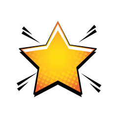 golden star in pop art style on white background