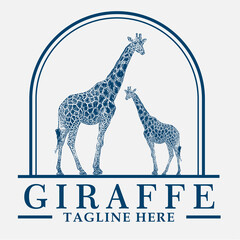 giraffe vintage logo design, illustration, animal, vector, graphic, nature, wild, art, safari, wildlife, isolated, symbol, icon, cartoon, character, drawing, africa, african, retro, style, sign