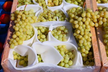 Green grapes at a market