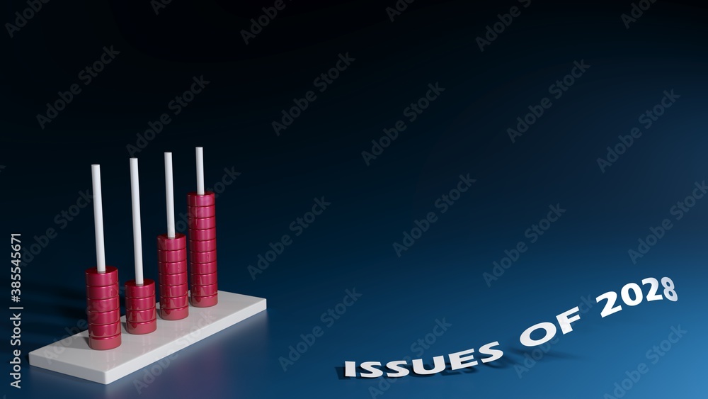 Poster blue background with abacus for issues of 2028 - 3d rendering illustration
