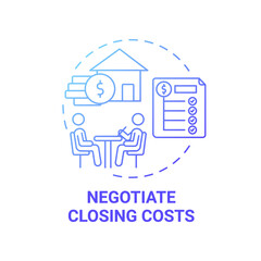 Negotiate closing costs concept icon. First-time homebuyer tip idea thin line illustration. High loan rate. Offers comparing. Reducing lender fees. Vector isolated outline RGB color drawing