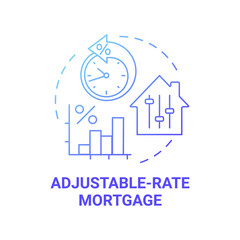 Adjustable-rate mortgage concept icon. Primary loan type idea thin line illustration. Variable rate mortgage. Tracker home loan. ARM type. Shorter-term fix. Vector isolated outline RGB color drawing