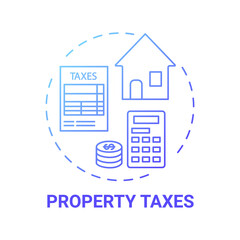 Property taxes concept icon. Mortgage payment element idea thin line illustration. Property tax assessments. Borrowers monthly mortgage bills. Escrow account. Vector isolated outline RGB color drawing