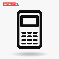 Simple mobile phone with buttons black linear icon template for UI, flat icon design.