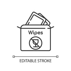 Alcohol free wipes linear icon. Disinfectant paper towels. Sanitation tissues for hygiene. Thin line customizable illustration. Contour symbol. Vector isolated outline drawing. Editable stroke