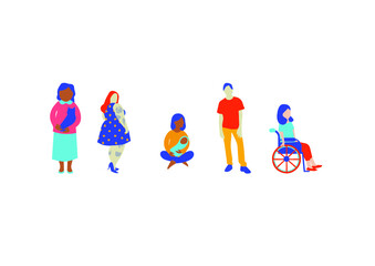 Fototapeta premium People in various shapes and sizes and lifestyle - illustration