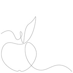 Apple fruit line drawing. Vector illustration