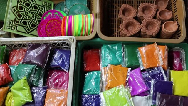 Diwali decorations sold in a street market
