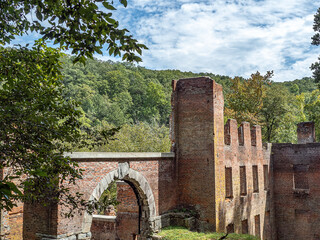 Ruins of  a brick mill destroyed during the Civil War by Major Thompkins and scene of a bombed out...