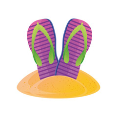 summer vacation travel, filp flops in the sand detailed style