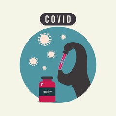 Hand hold Covid vaccine vector illustration
