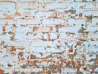 Texture of aged white painted brick wall background.