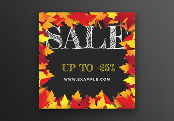 Sale Social Media Layout with Colored Leaves Illustration