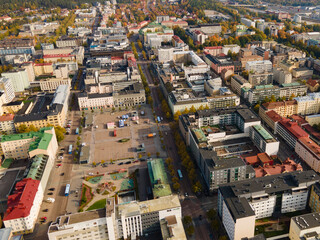 Naklejka premium Aerial drone views from City of Lahti in southern Finland. 2020.