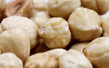 close-up organic fresh nuts on background