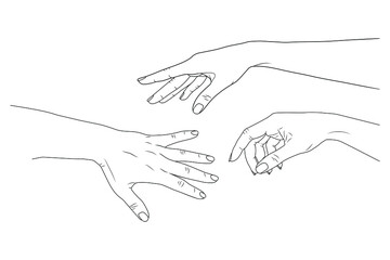Women's hands, nails. Vector stock illustration eps10. Outline.