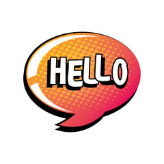 comic speech bubble with text hello on white background