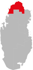 Madinat Al Shamal Province isolated on Qatar map. Geographical backgrounds.