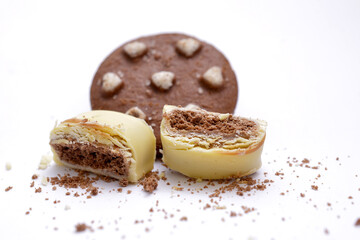 Chocolate cookies isolated on white back ground