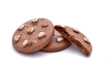 Chocolate cookies isolated on white back ground